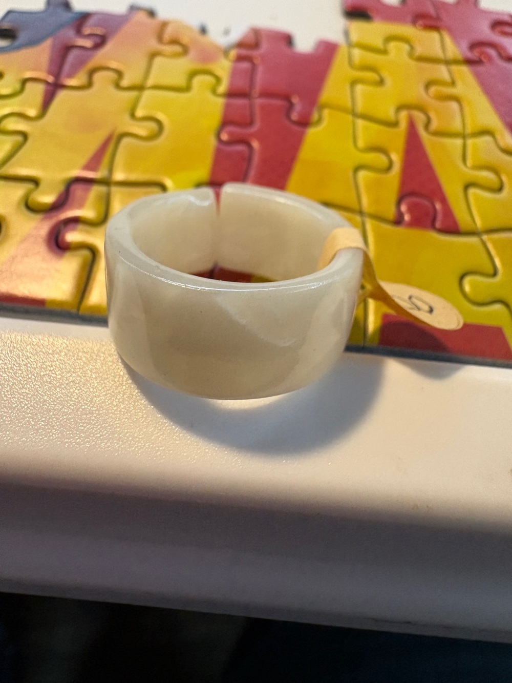 Cream Resin Wide Band Ring - Women's Fashion Ring